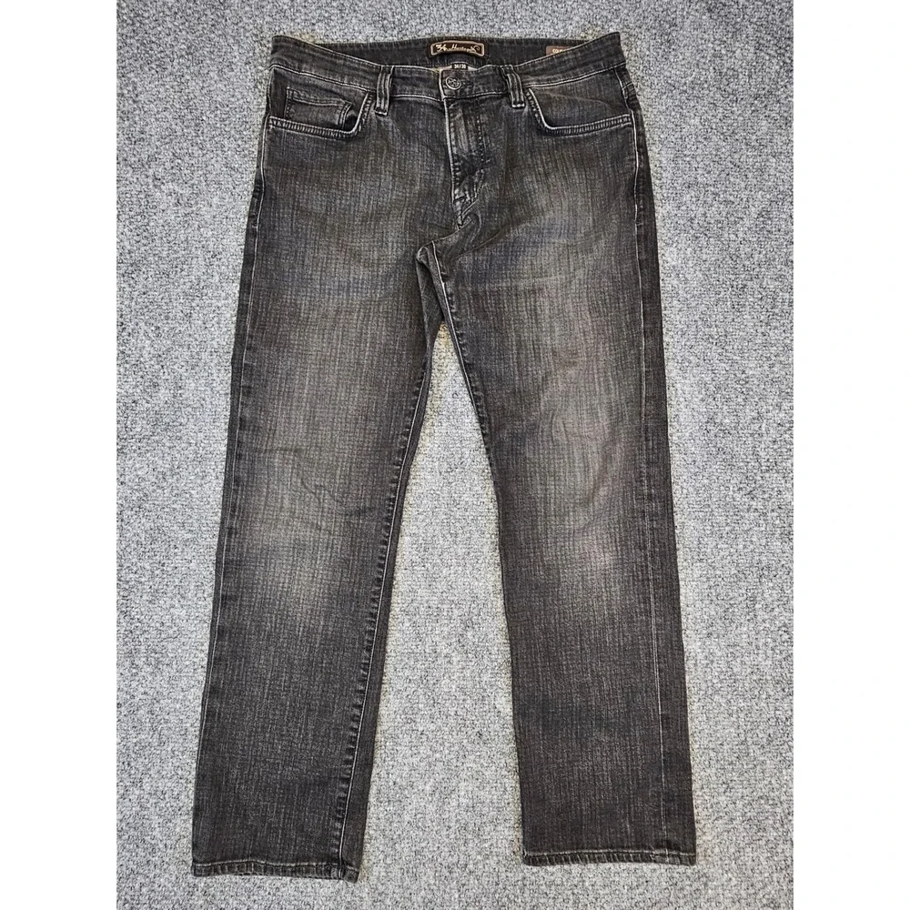 34 Heritage Courage Mens Jeans 34x30 Faded Black Mid-Rise Straight Leg Denim